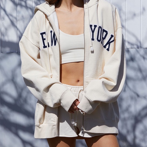 Brandy Melville Tops - Women's Brandy Melville by John Galt Cream Zip Sweatshirt One Size